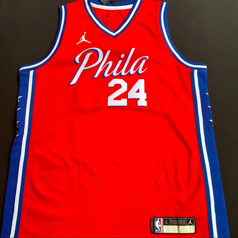 Rare NWT Joel Embiid Philadelphia 76ers #24 Red Kobe Tribute Jersey L 14-16